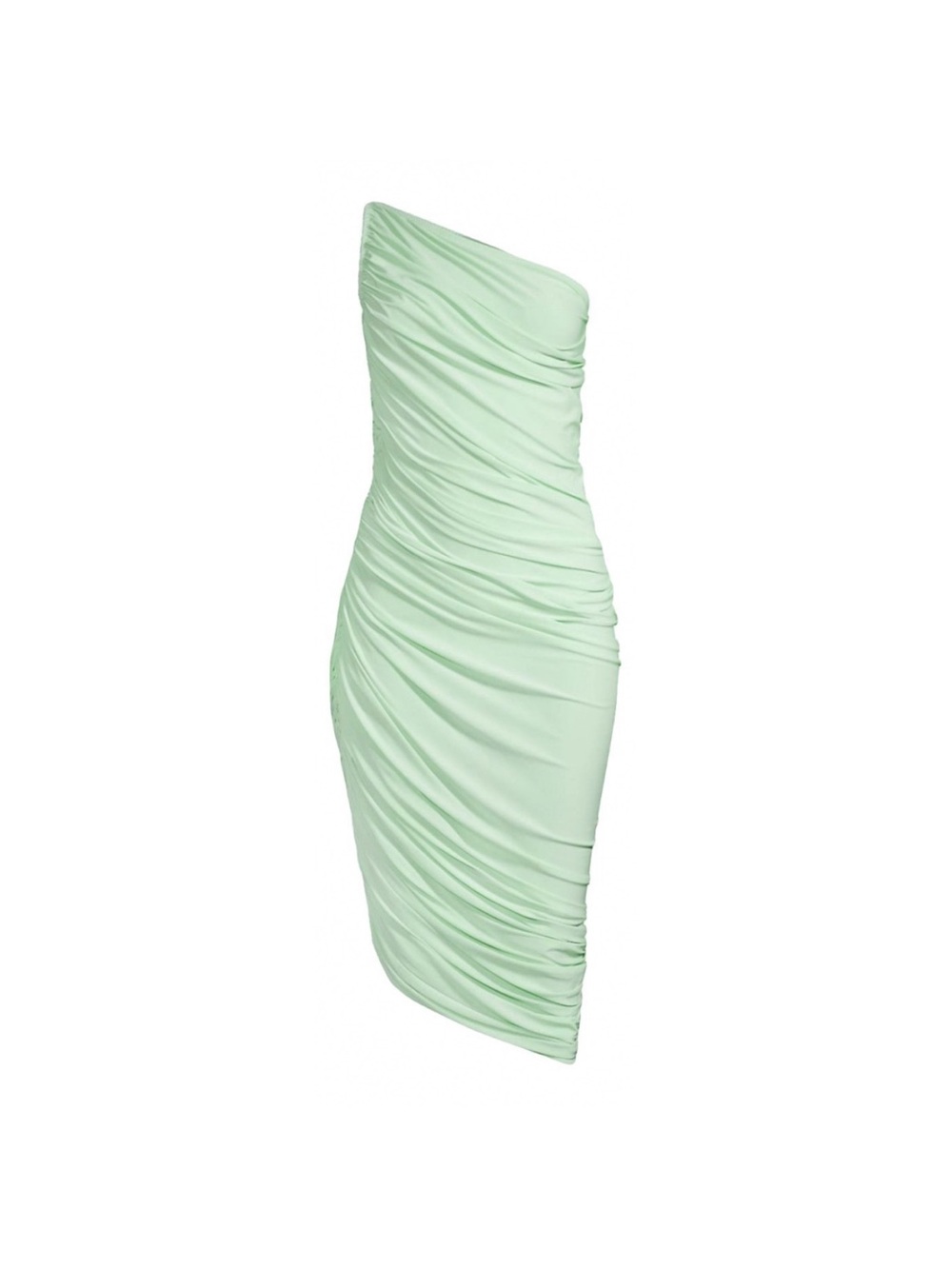 Norma Kamali One-Shoulder Mint Green Ruched Sheath Dress